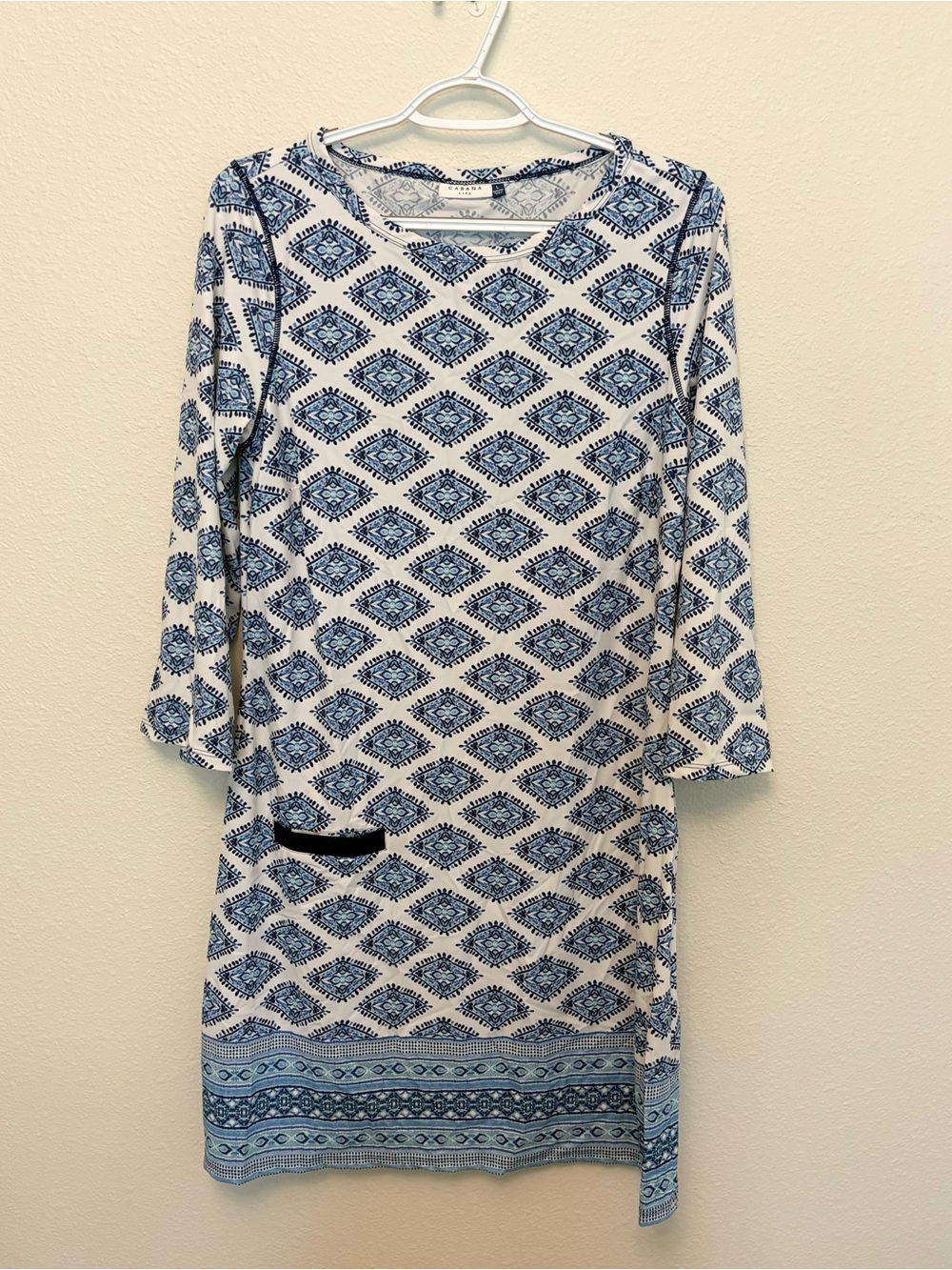 Cabana Life Blue Shift Dress Beachy Coastal Preppy UPF Sunblock Resort Size L